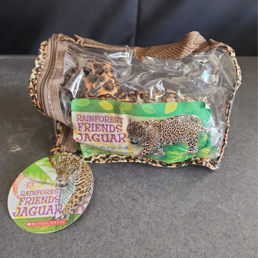 Vintage Scholastic Rainforest Friends: Jaguar Book & Plush Activity Set - NWT